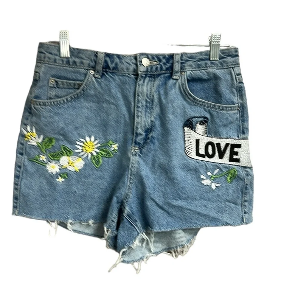 Top Shop Love Me Not Denim Shorts
